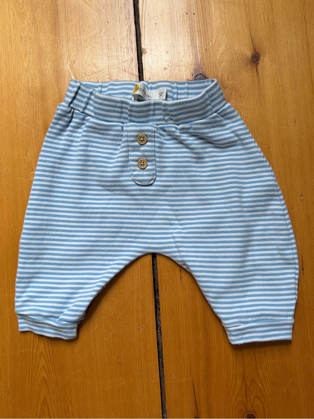 Baby Boden Newborn Striped Blue Pants